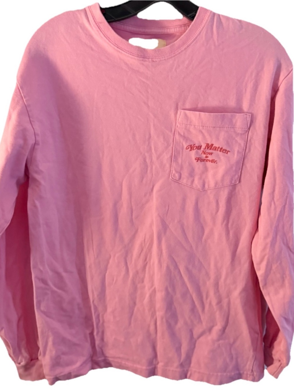 Demetrius Harmon You Matter‎ Pink Long Sleeve Pocket Tee Shirt small
